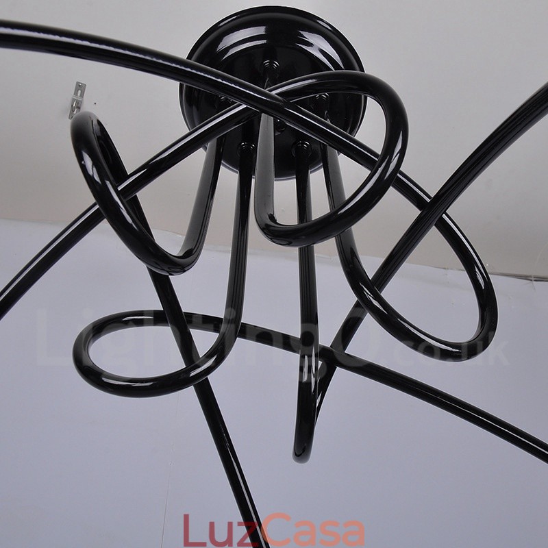 Lustre de metal preto country com 5 luzes