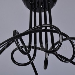 Lustre de metal preto country com 5 luzes