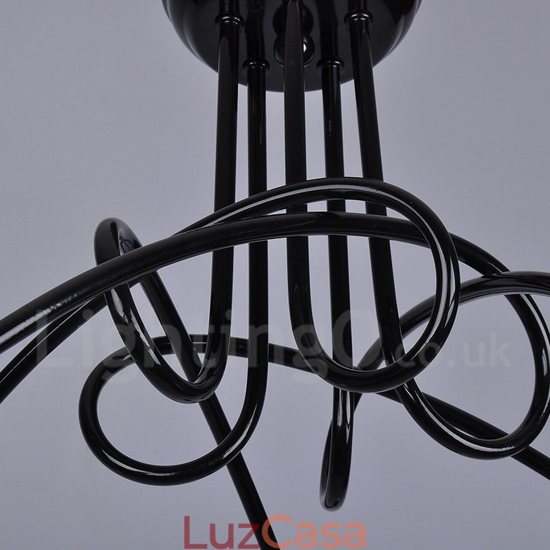 Lustre de metal preto country com 5 luzes