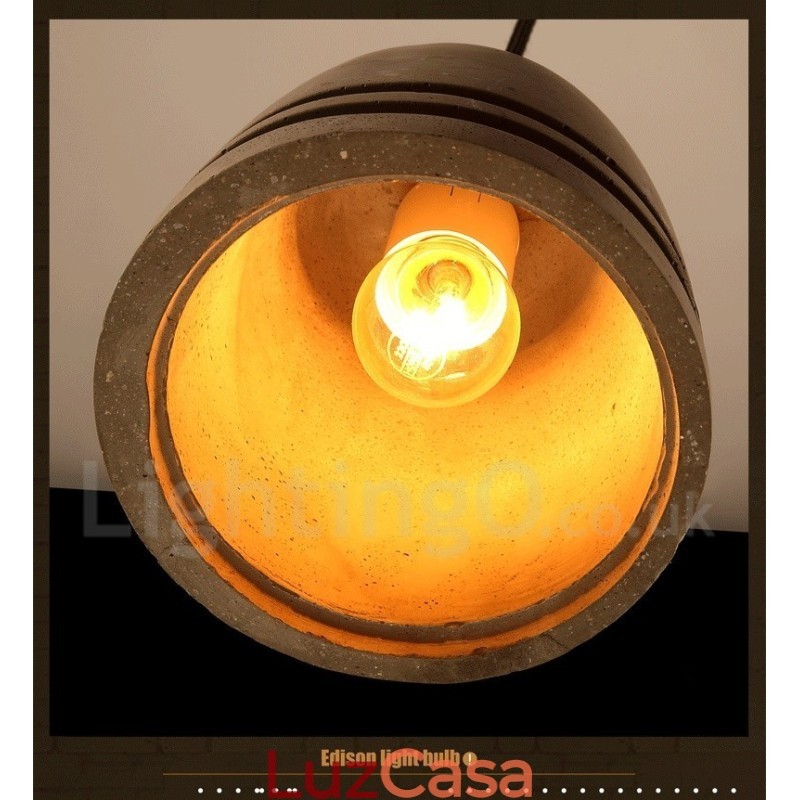 Luminária pendente de concreto retrô vintage