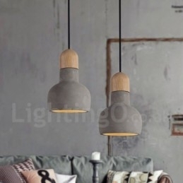 Retro Vintage Madeira Concrte Luz Pendente Única Luz