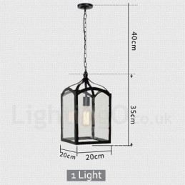 Luminária pendente rústica de metal com cúpula de vidro