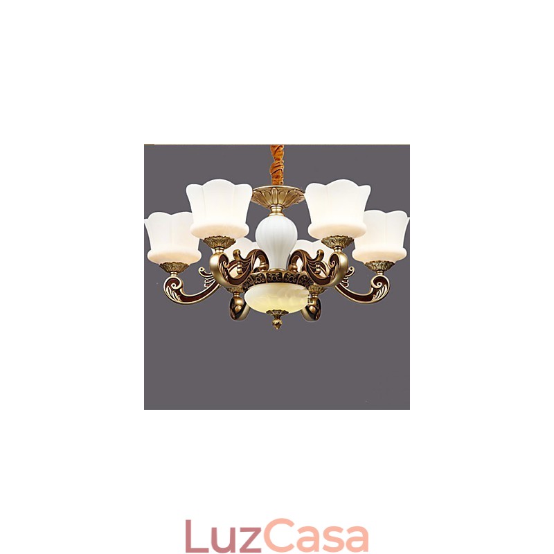 Jardim criativo liga de zinco retro jantar pingente lâmpada lustre