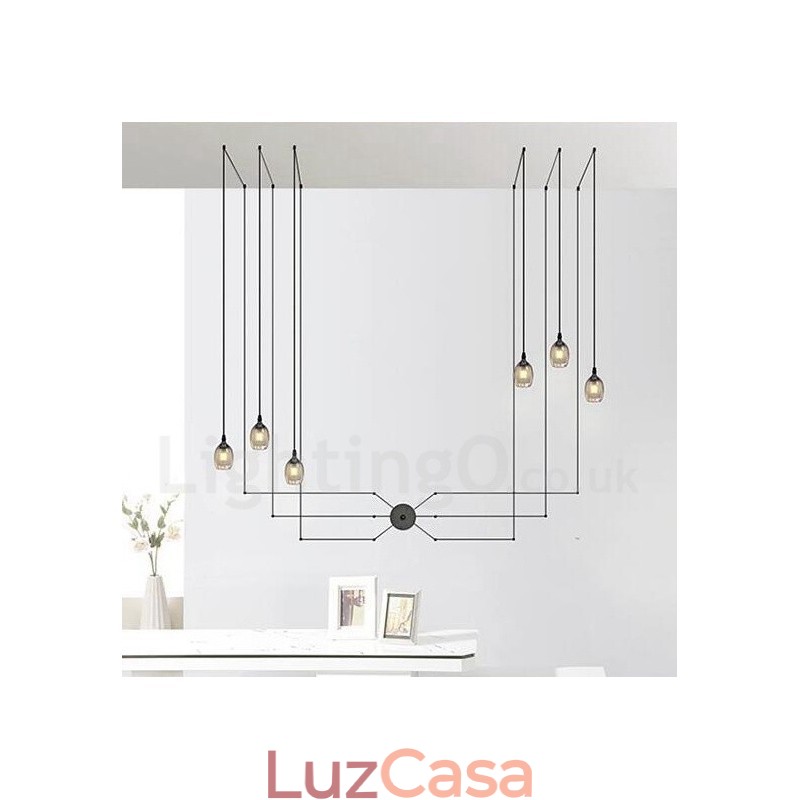 Para 6 luzes pendentes com cúpula de vidro