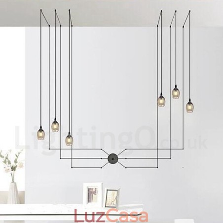 Para 6 luzes pendentes com cúpula de vidro