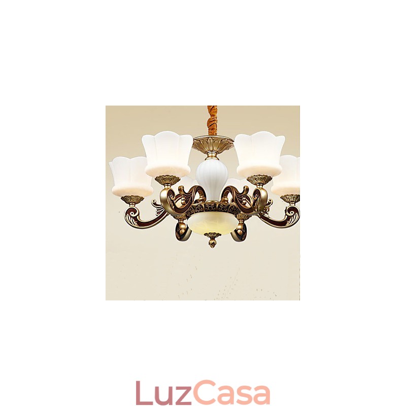 Jardim criativo liga de zinco retro jantar pingente lâmpada lustre