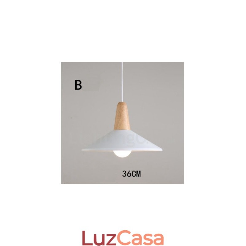 Luminária pendente moderna contemporânea de madeira e metal multicolorida