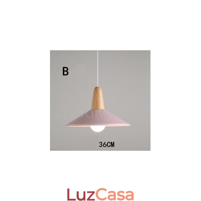 Luminária pendente moderna contemporânea de madeira e metal multicolorida