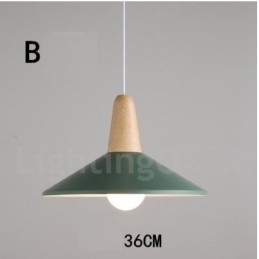 Luminária pendente moderna contemporânea de madeira e metal multicolorida