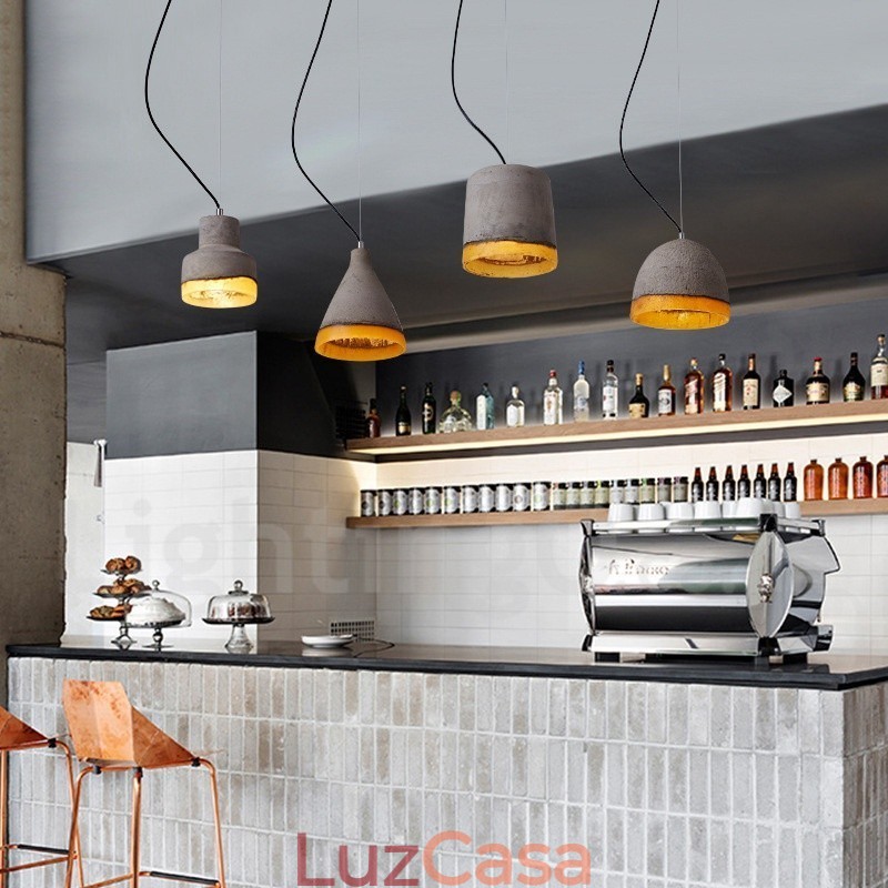 Luminária pendente moderna contemporânea Concrte 1 luz
