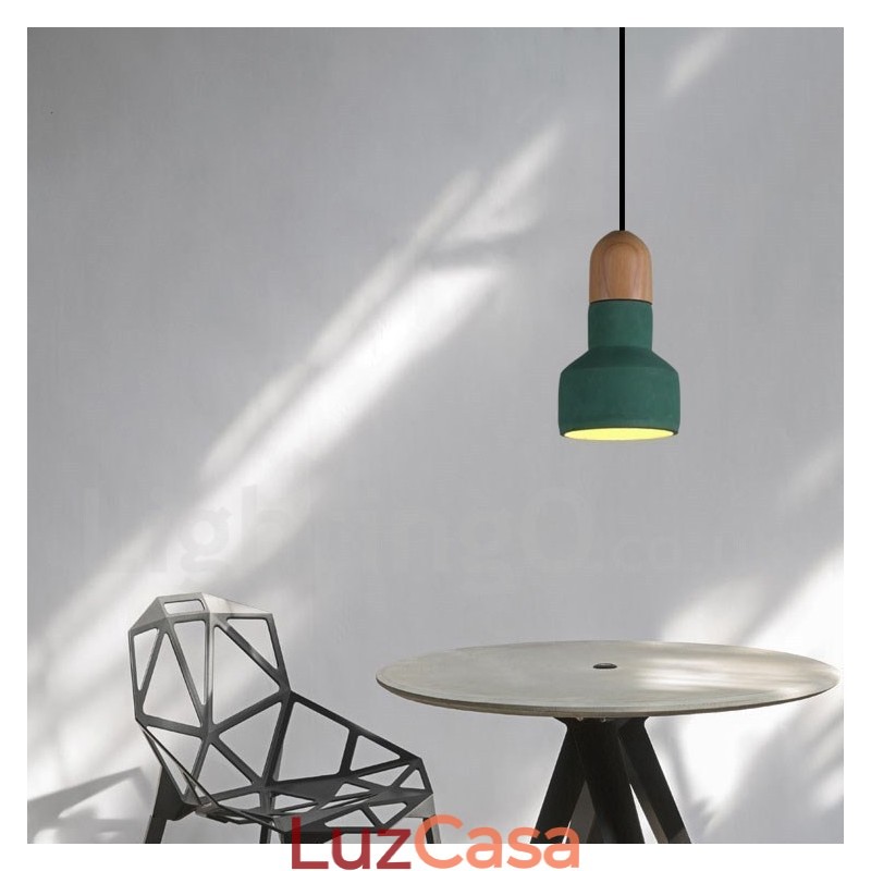 Luminária pendente vintage de concreto de madeira multicolorida para lâmpada