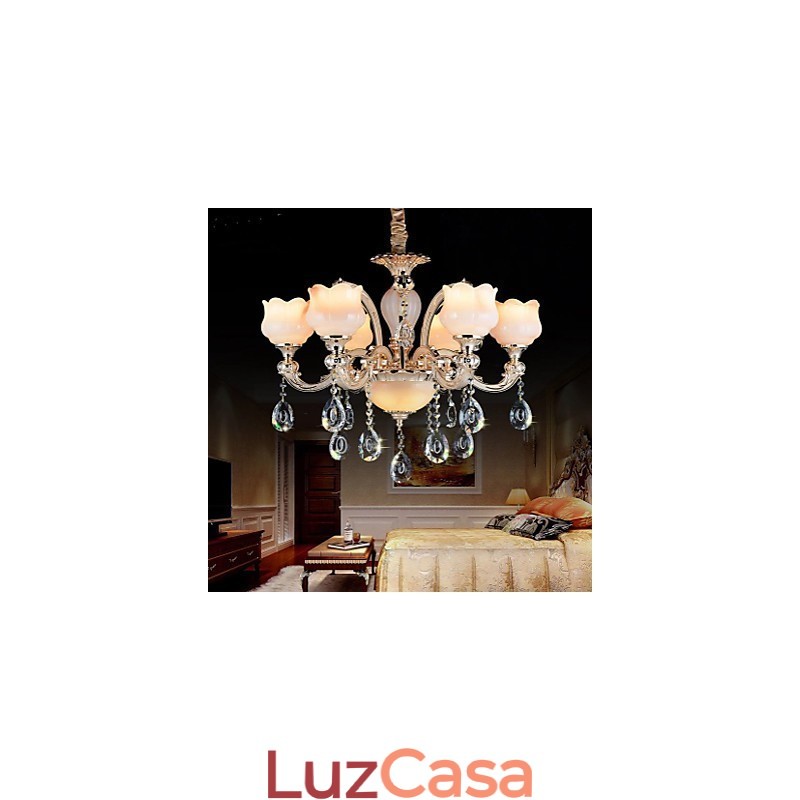 Luminária pendente estilo europeu Jade Luminária pendente de cristal