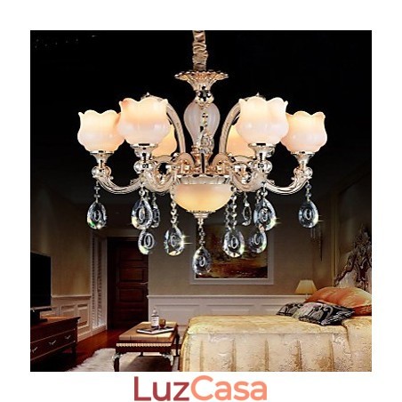 Luminária pendente estilo europeu Jade Luminária pendente de cristal Luminária pendente estilo europeu Jade Luminária pendente de cristal