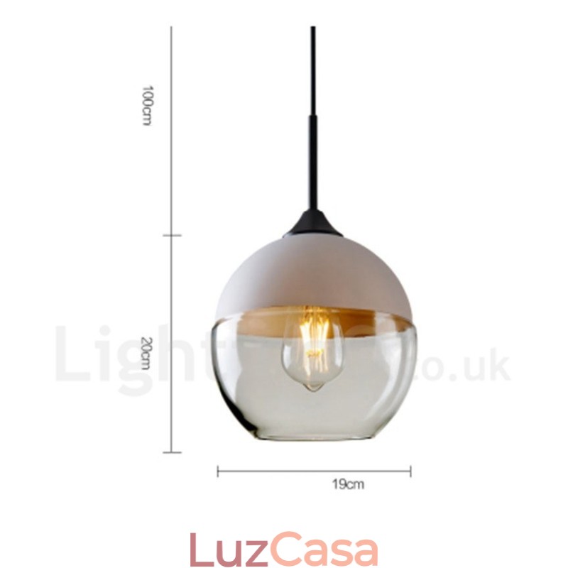 Luminária pendente moderna contemporânea com cúpula de vidro