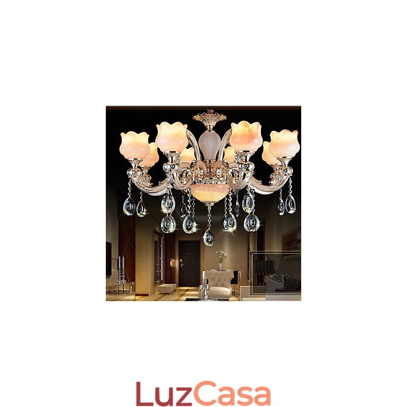 Luminária pendente estilo europeu Jade Luminária pendente de cristal