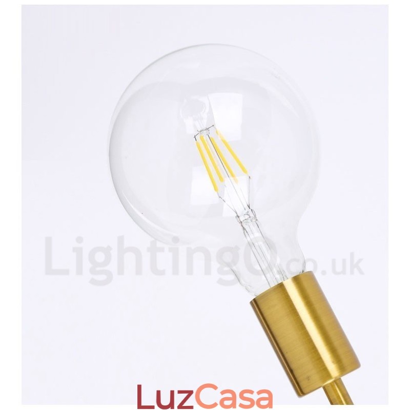 Lustre de cobre com 6 luzes e abajur de vidro