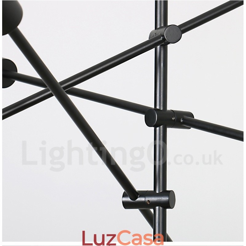 Lustre de cobre com 6 luzes e abajur de vidro