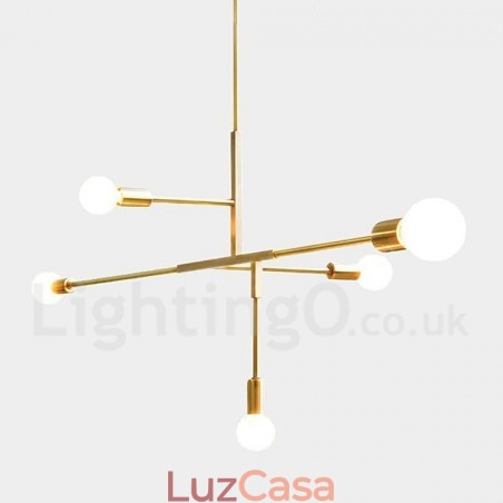 Lustre moderno contemporâneo de cobre com 5 luzes Lustre moderno contemporâneo de cobre com 5 luzes
