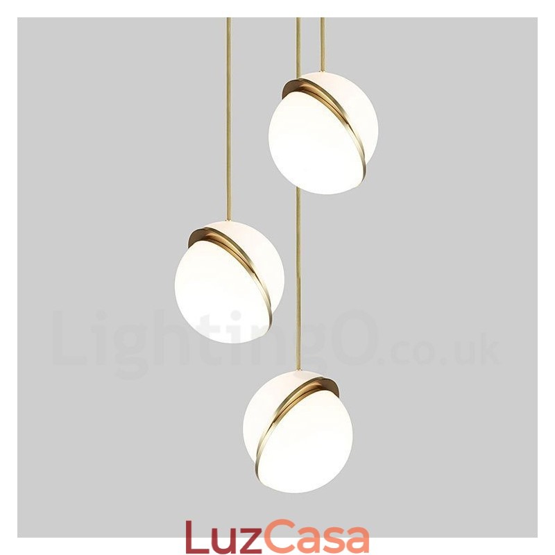 Luminária pendente moderna contemporânea de cobre com abajur de vidro