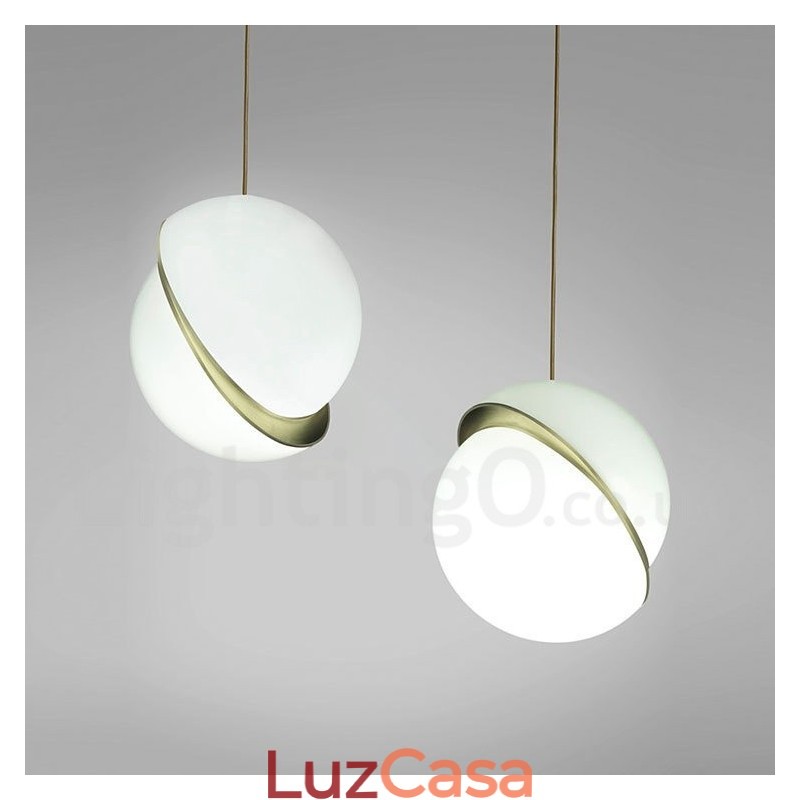 Luminária pendente moderna contemporânea de cobre com abajur de vidro
