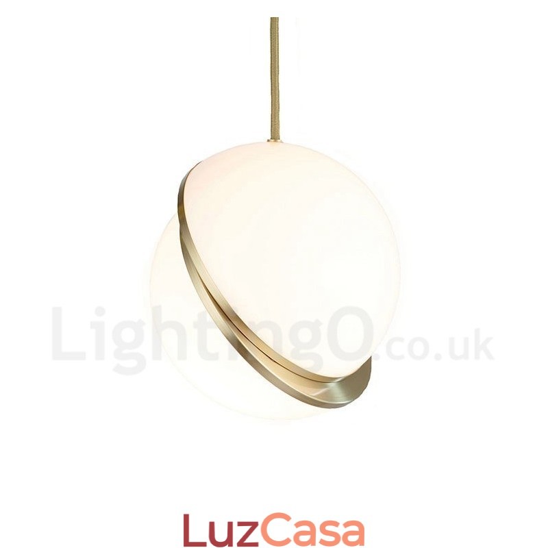 Luminária pendente moderna contemporânea de cobre com abajur de vidro