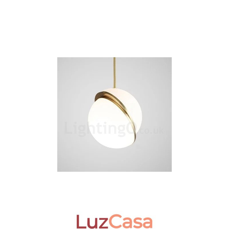 Luminária pendente moderna contemporânea de cobre com abajur de vidro