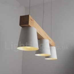 Luminária pendente de madeira contemporânea moderna com 3 luzes