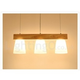 Luminária pendente de madeira contemporânea moderna com 3 luzes
