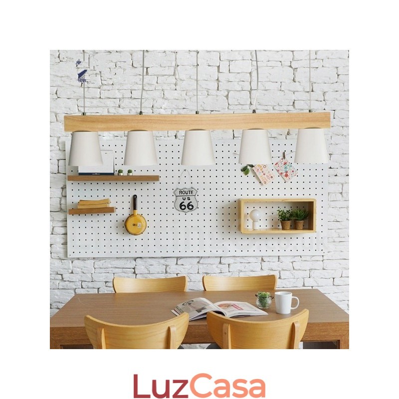 Luminária pendente de madeira contemporânea moderna com 5 luzes