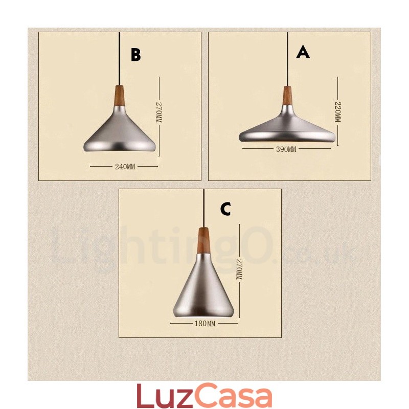 Luminária pendente moderna contemporânea de metal com 1 luz