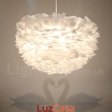Pendente de luz de pena branca Pendente de luz de pena branca