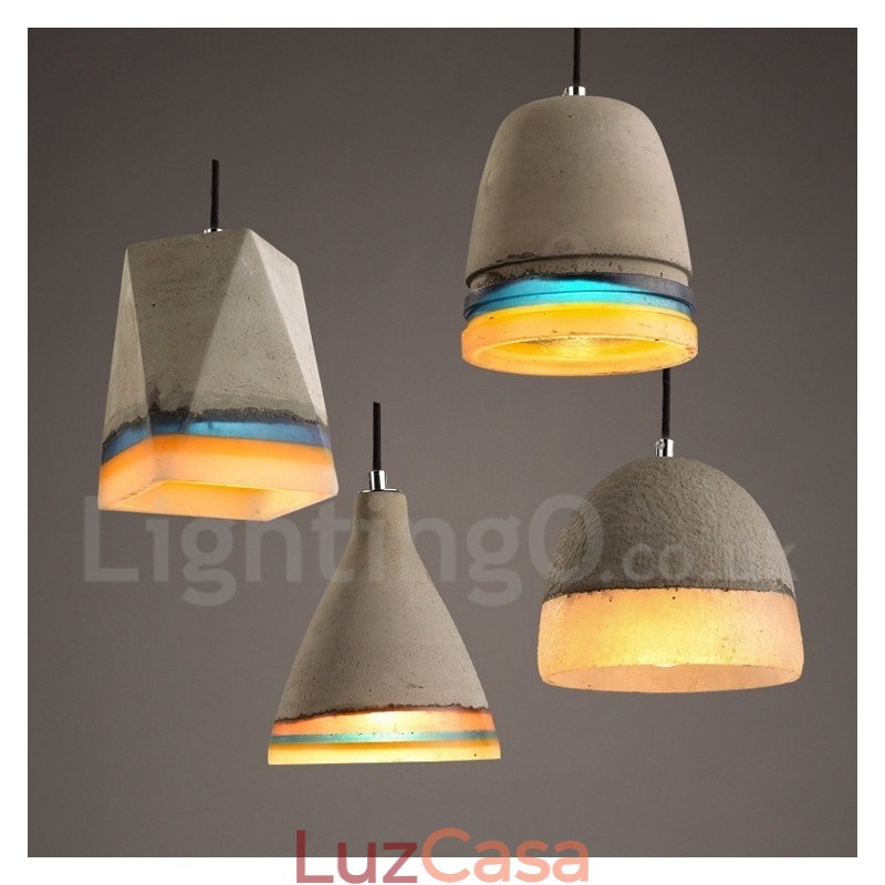 Luminária pendente de concreto vintage