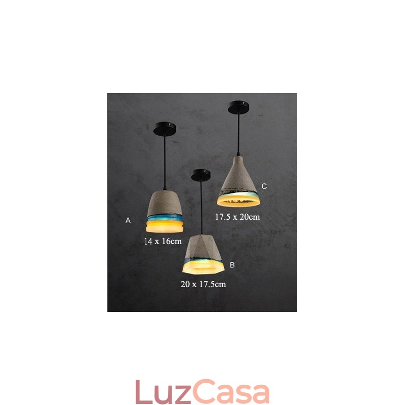 Luminária pendente de concreto vintage