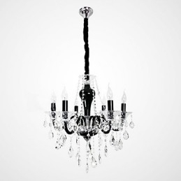 Lustre de cristal de 6 luzes com detalhes em design preto