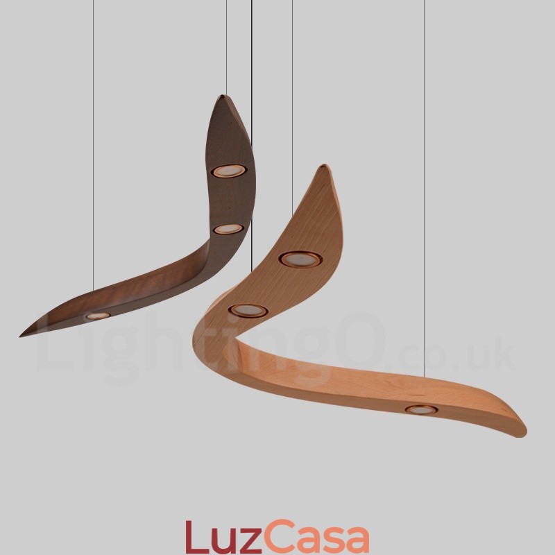 Luminária pendente moderna contemporânea de madeira com 3 luzes