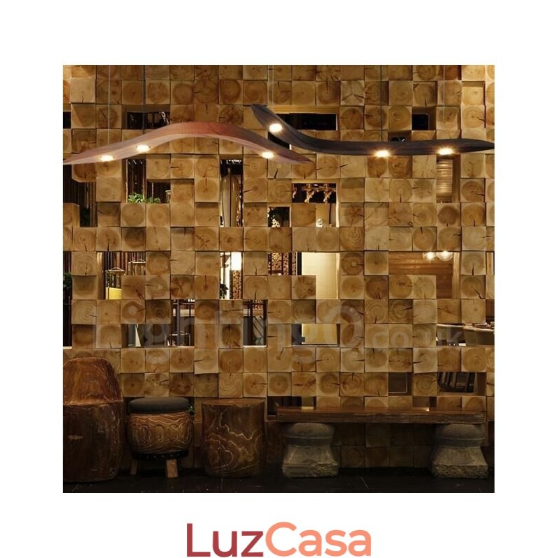 Luminária pendente moderna contemporânea de madeira com 3 luzes