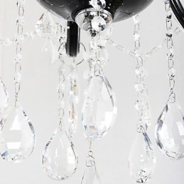 Lustre de cristal de 6 luzes com detalhes em design preto