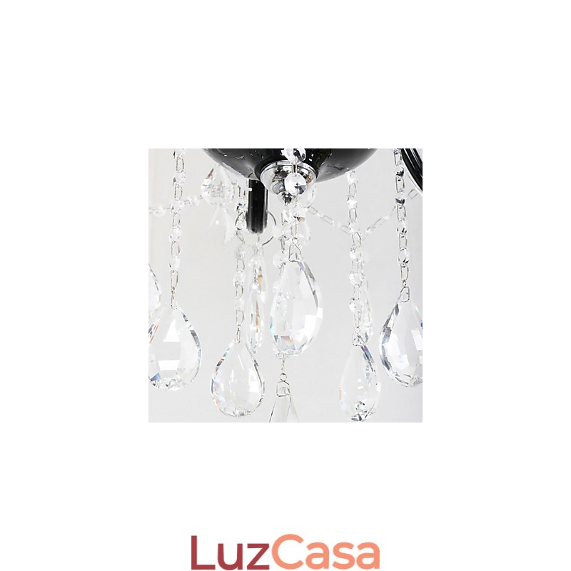 Lustre de cristal de 6 luzes com detalhes em design preto