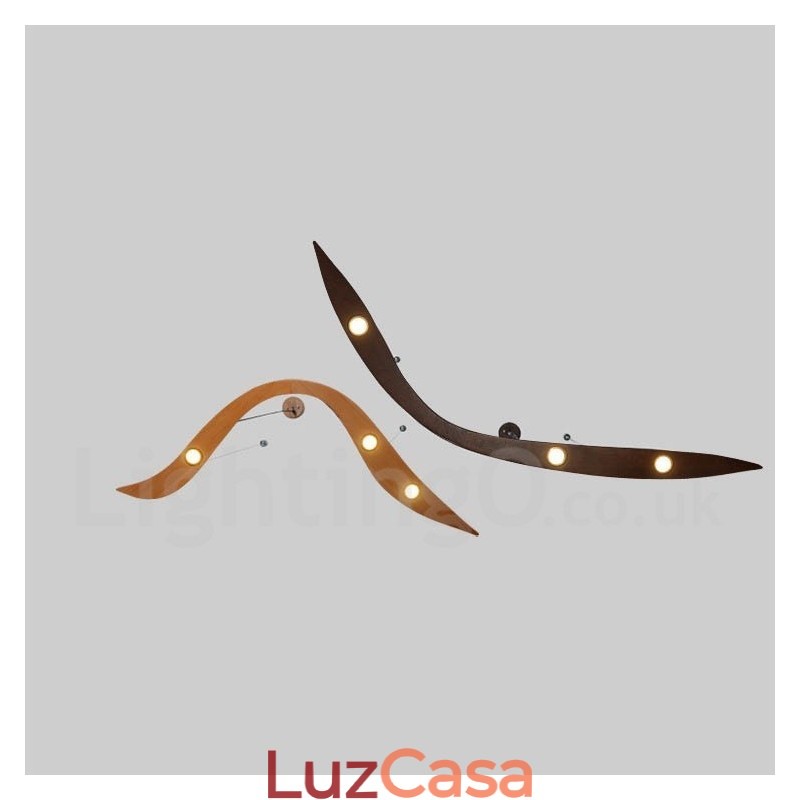 Luminária pendente moderna contemporânea de madeira com 3 luzes