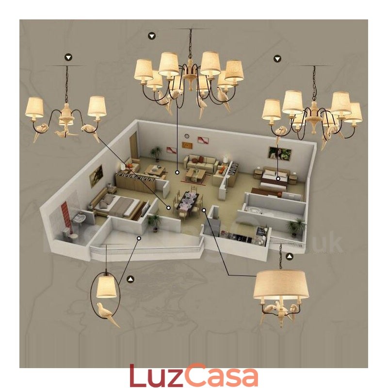 Luminária pendente vintage rústica de 3 luzes