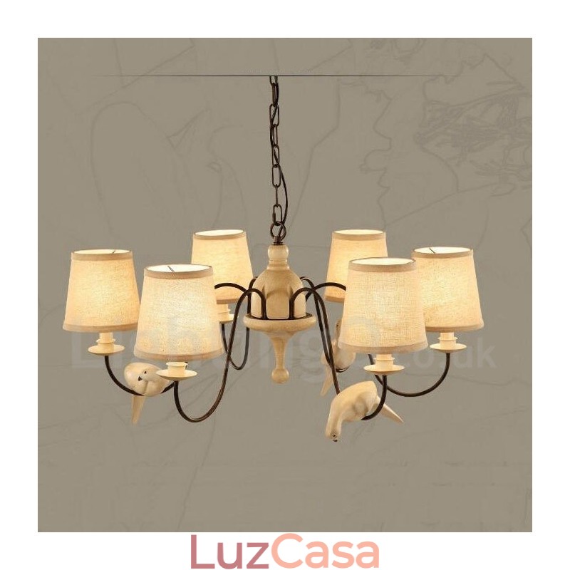 Luminária pendente vintage rústica de 6 luzes
