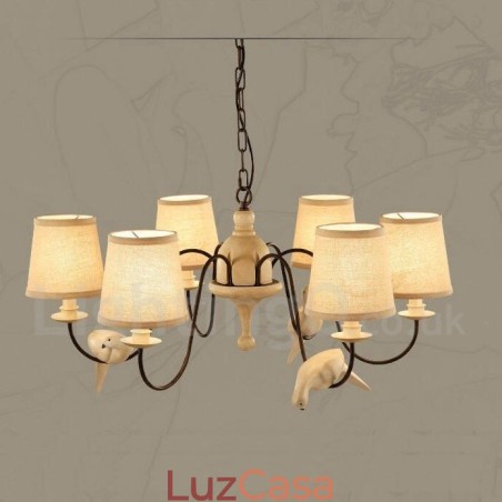 Luminária pendente vintage rústica de 6 luzes Luminária pendente vintage rústica de 6 luzes