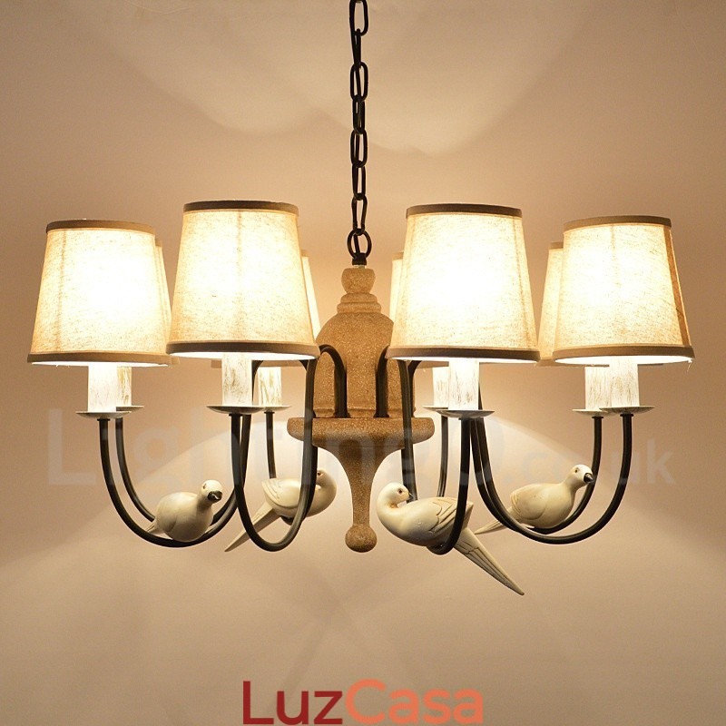 Luminária pendente vintage rústica de 8 luzes