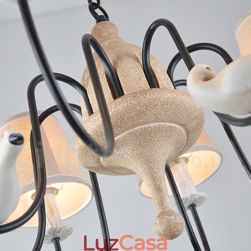 Luminária pendente vintage rústica de 8 luzes