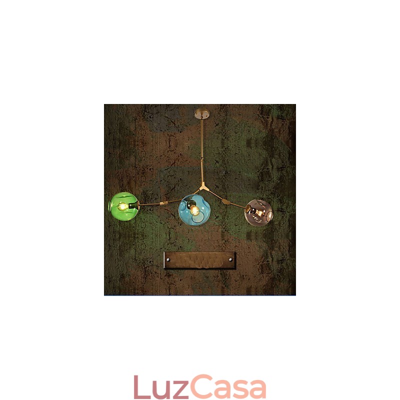 Pingente de lâmpada de vidro colorido de arte