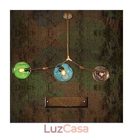 Pingente de lâmpada de vidro colorido de arte