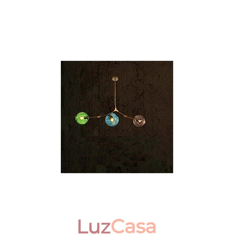 Pingente de lâmpada de vidro colorido de arte