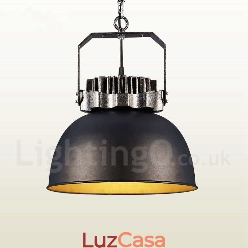 Luminária pendente de metal vintage country preta