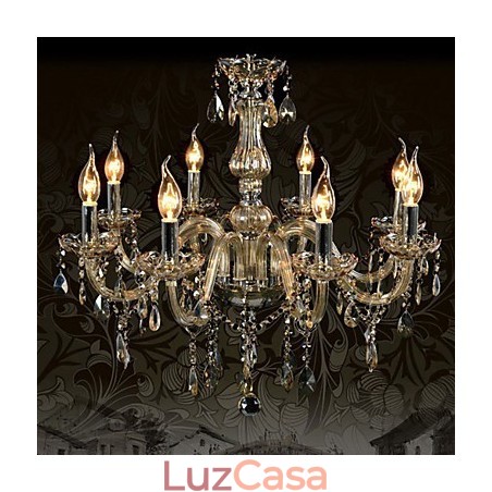 Lustre de cristal de luxo com 8 luzes, cor conhaque, lustre de cristal K9 Lustre de cristal de luxo com 8 luzes, cor conhaque, lustre de cristal K9