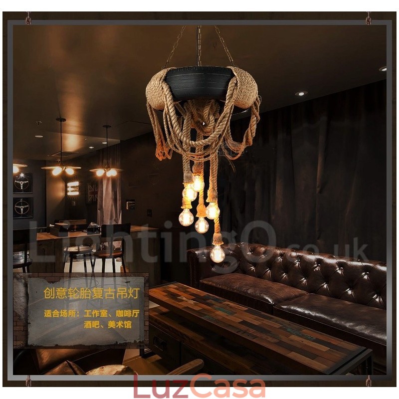 Luminária pendente vintage country com 6 luzes